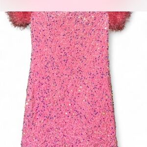 SHEIN Pink Sequin Kids Formal Dress
